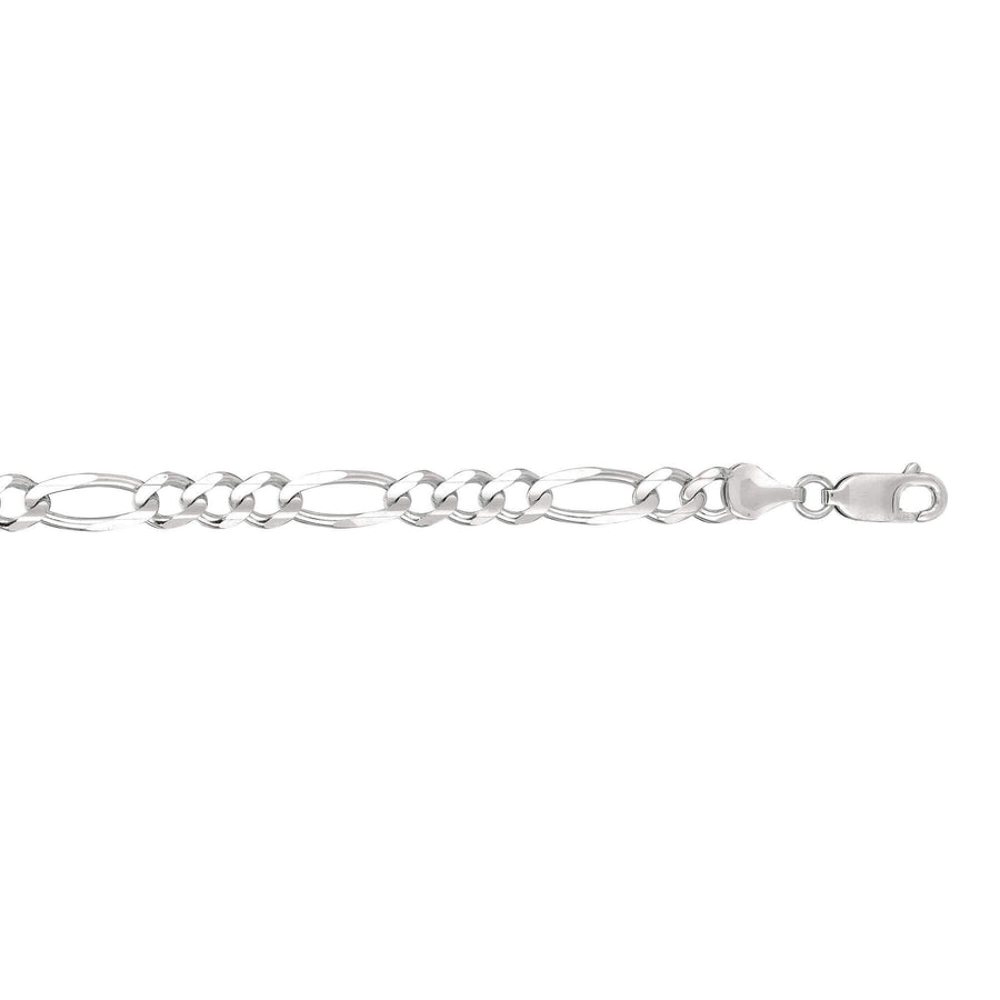 14kt 20 inches White Gold 6.0mm Diamond Cut Alternate 3+1 Classic Figaro Chain with Lobster Clasp