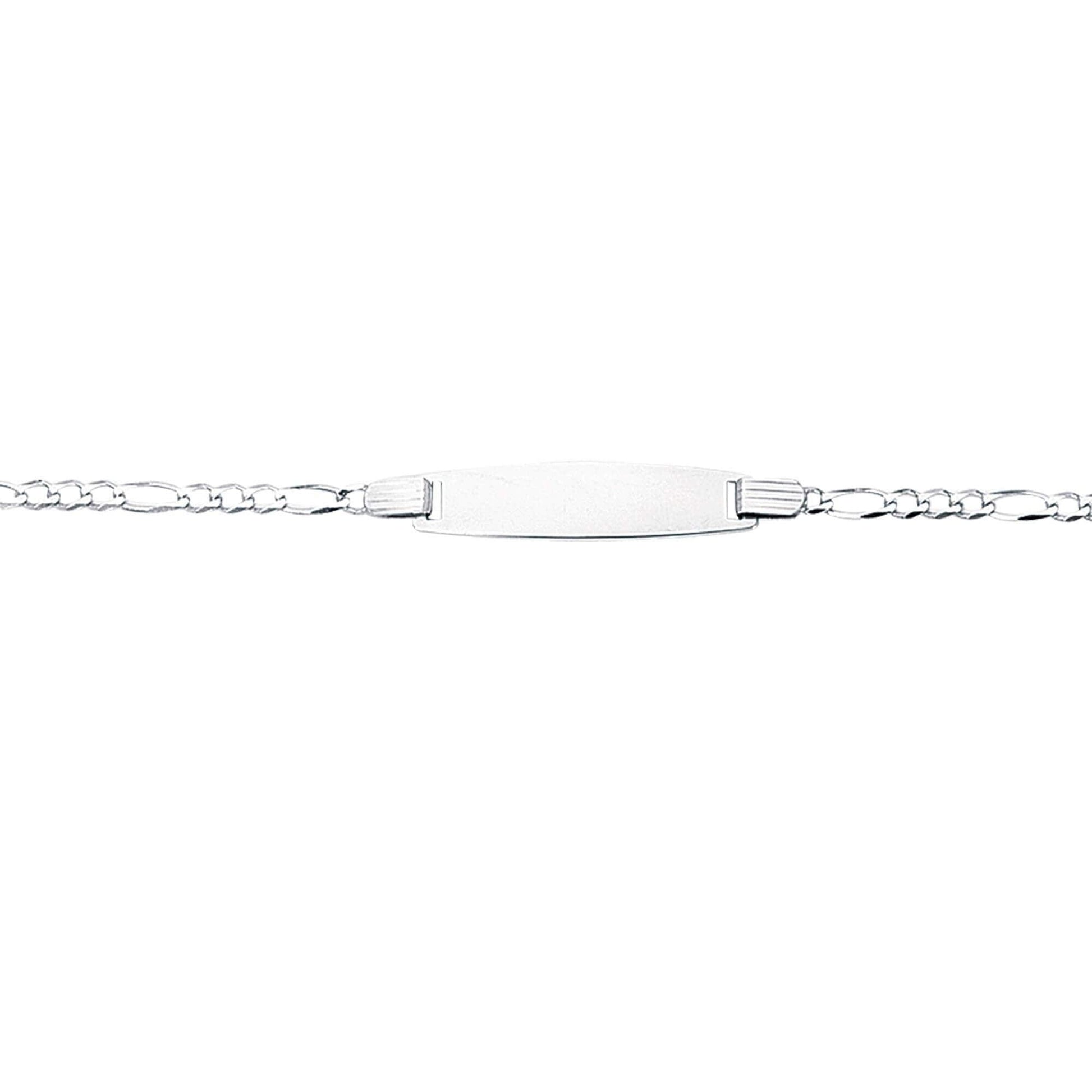 Kids 14kt 6 inches White Gold 6 inches Shiny Classic Figaro ID Bracelet with Lobster Clasp - Johnny Dang & Co