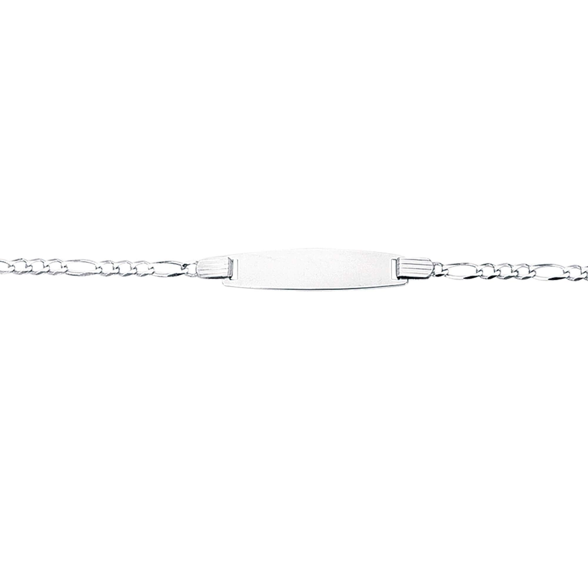 Kids 14kt 6 inches White Gold 6 inches Shiny Classic Figaro ID Bracelet with Lobster Clasp - Johnny Dang & Co
