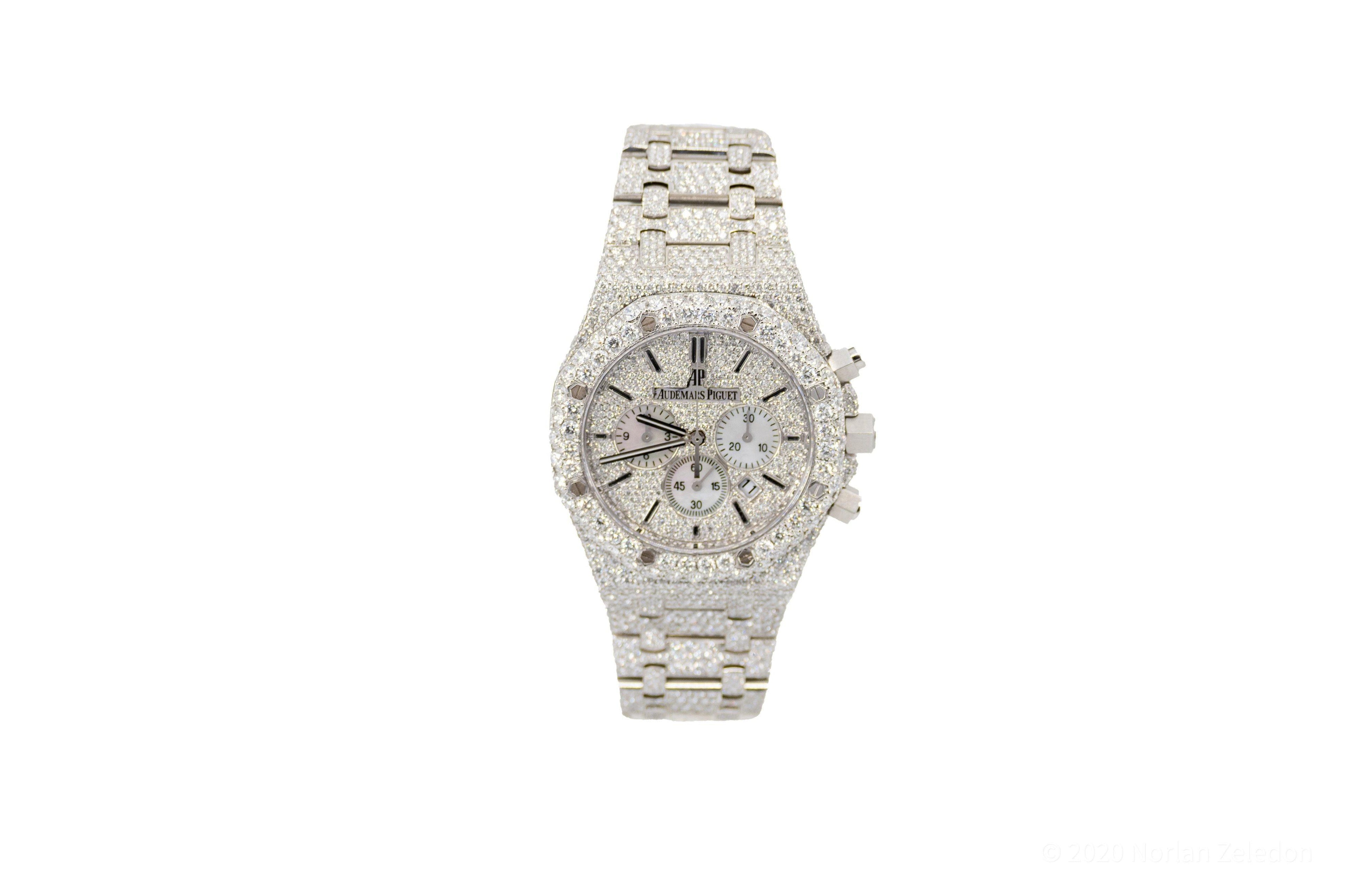 Iced Out Audemars Piguet Royal Oak Offshore 36 mm White Dial - Johnny Dang & Co