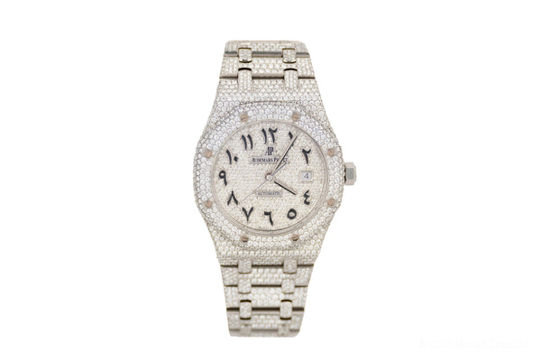 Iced Out Audemars Piguet Royal Oak 36 mm White Dial Johnny Dang Co