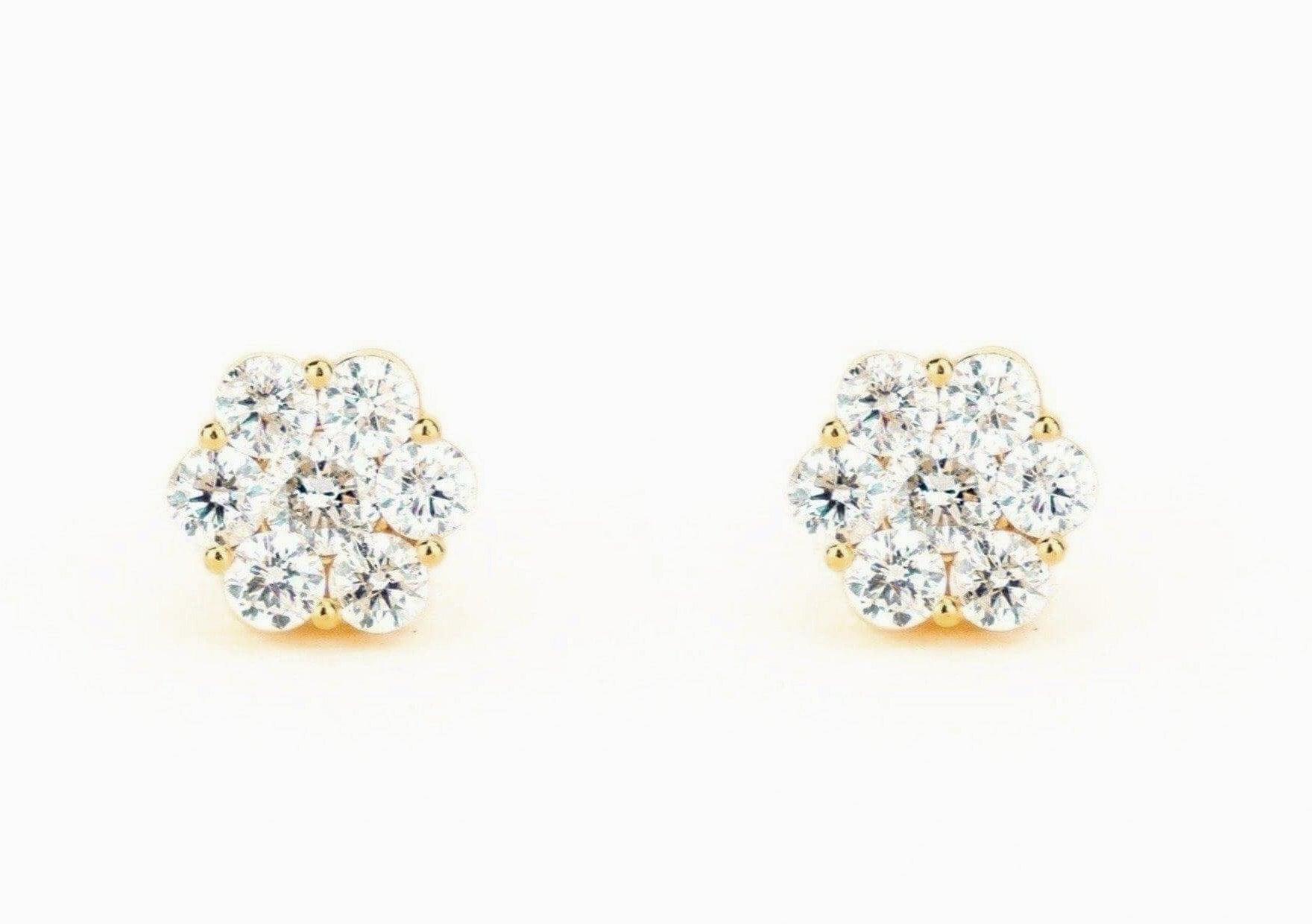 JDTK-floralearring2- 14k Gold Custom Floral/Cluster Earrings with 3/4th CTTW Diamonds - Johnny Dang & Co