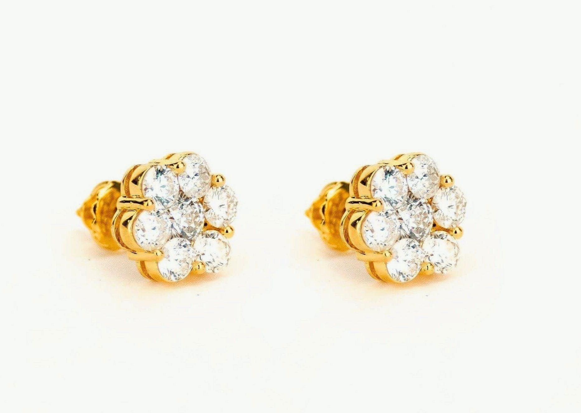 JDTK-floralearring2- 14k Gold Custom Floral/Cluster Earrings with 3/4th CTTW Diamonds - Johnny Dang & Co