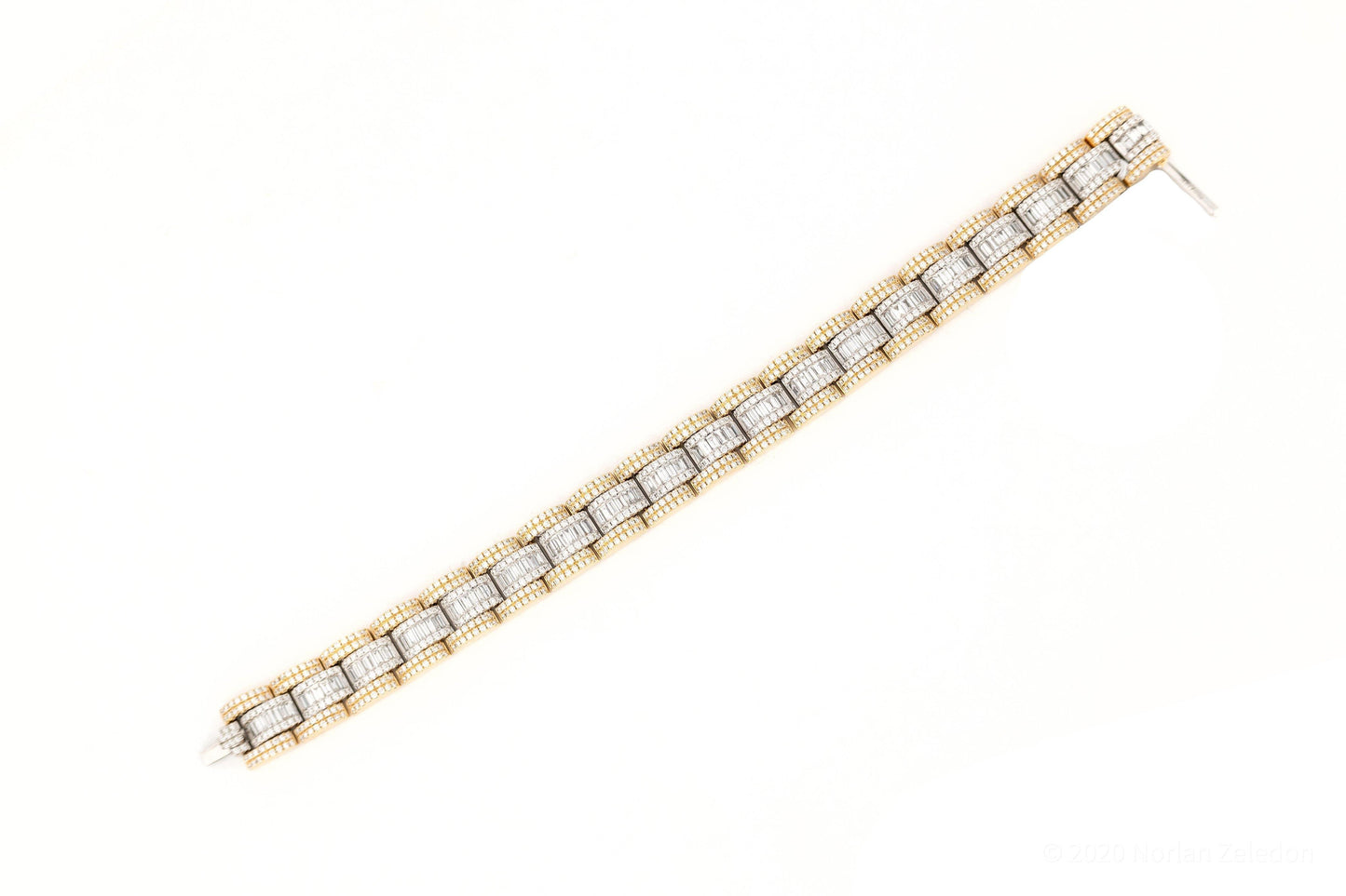 12.8mm Gold Baguette Bracelet - Johnny Dang & Co