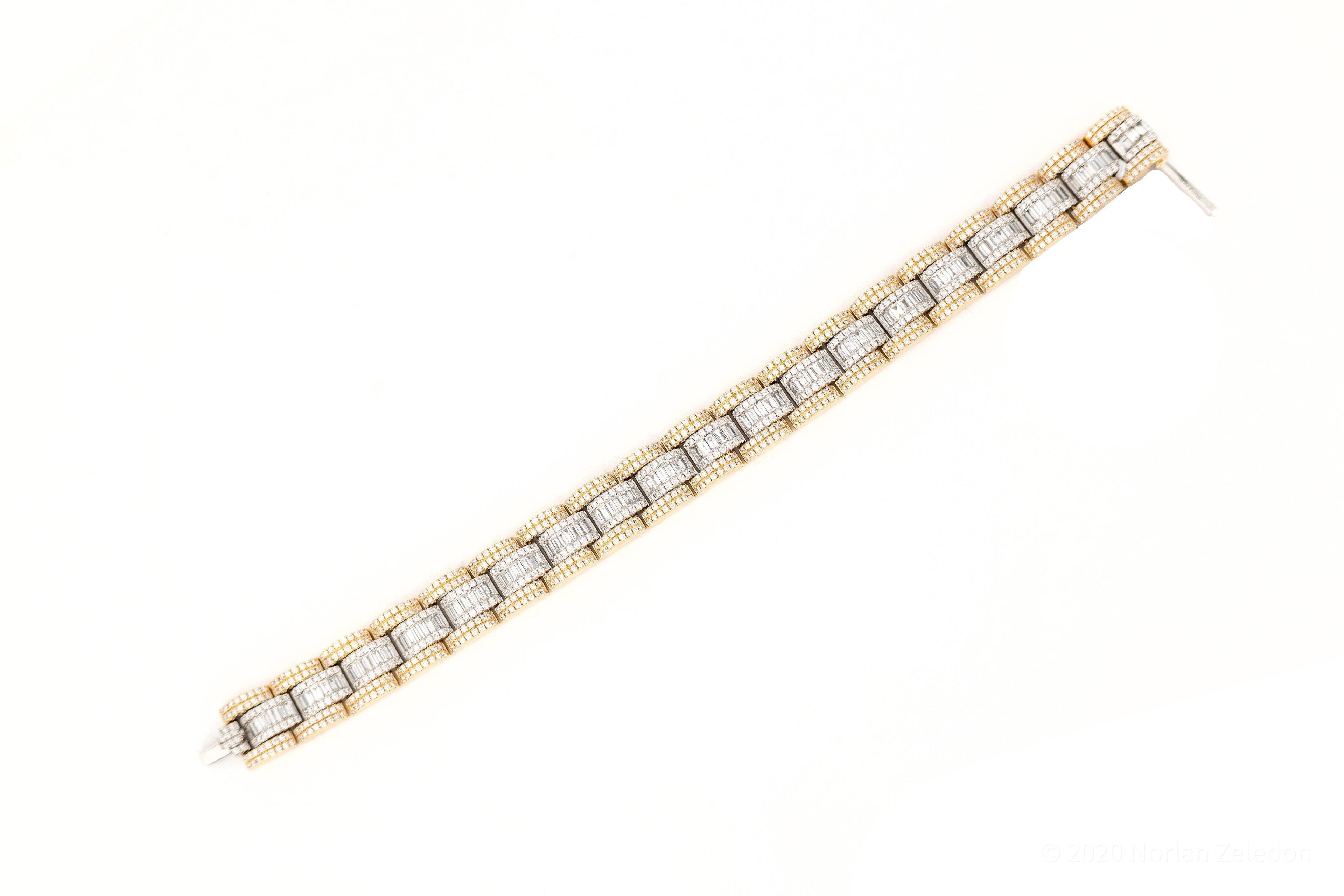 12.8mm Gold Baguette Bracelet - Johnny Dang & Co