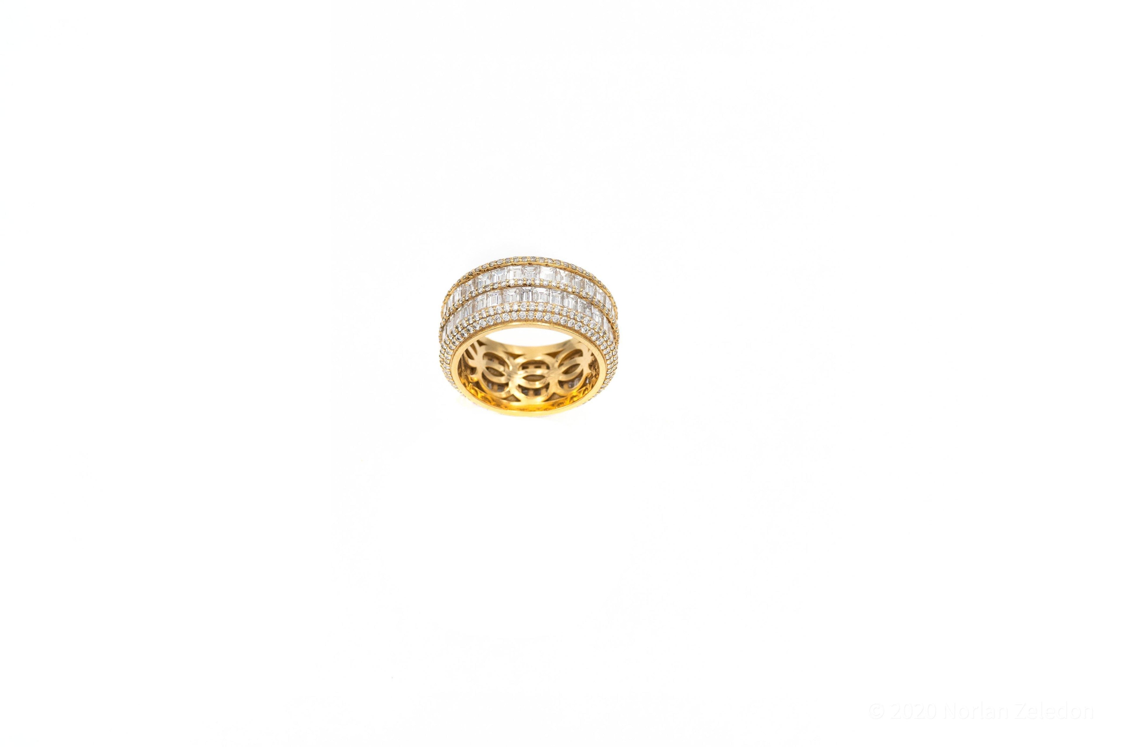 Double Baguette Row Gold Ring - Johnny Dang & Co