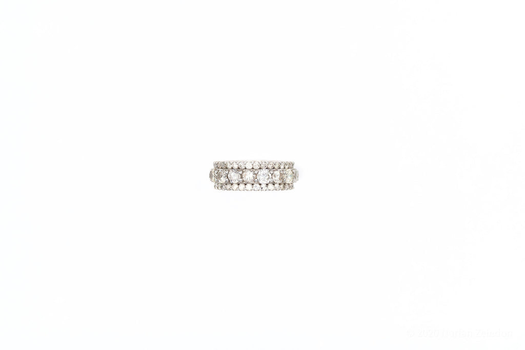 Triple Diamond Row White Gold Ring - Johnny Dang & Co