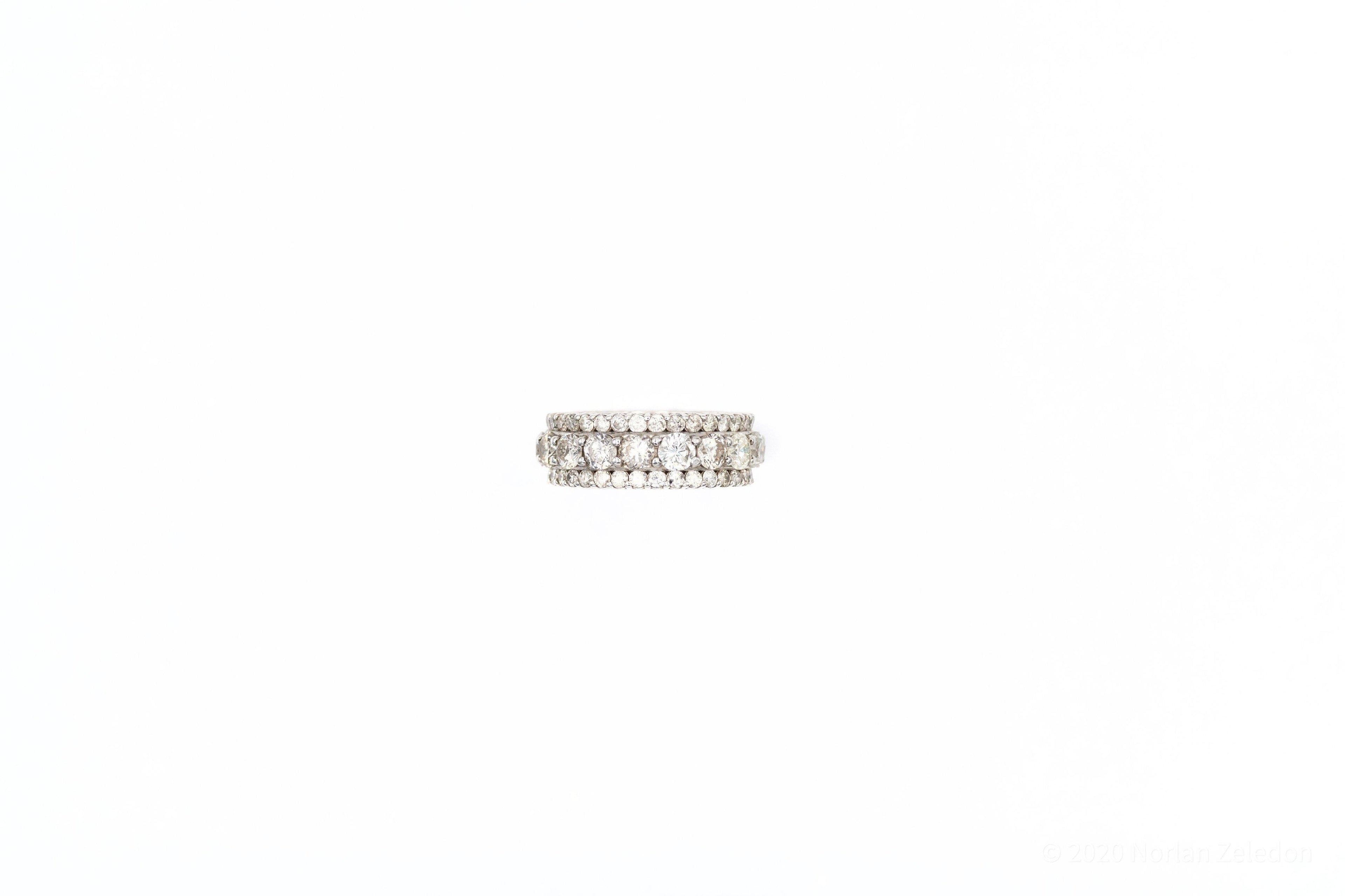 Triple Diamond Row White Gold Ring - Johnny Dang & Co