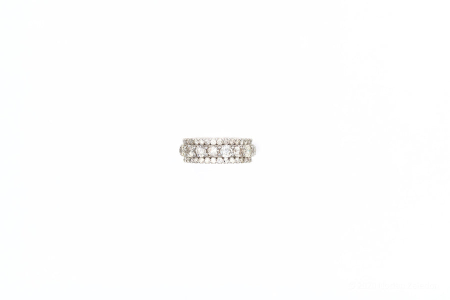Triple Diamond Row White Gold Ring - Johnny Dang & Co
