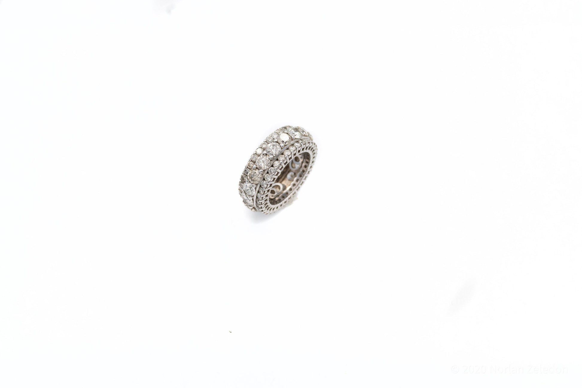 Triple Diamond Row White Gold Ring - Johnny Dang & Co