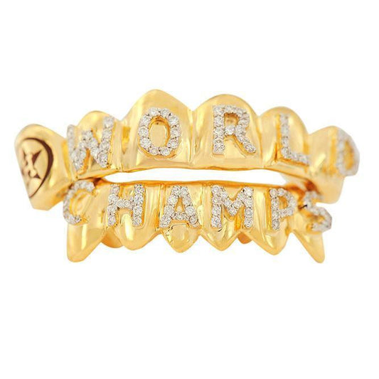 18K CZ World Champs 6 Top & 6 Bottom Teeth Grill - Johnny Dang & Co