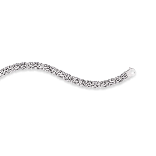 14kt 7.25 inches White Gold 7.2mm Shiny Byzantine Fancy Bracelet with Pear Shape Clasp - Johnny Dang & Co