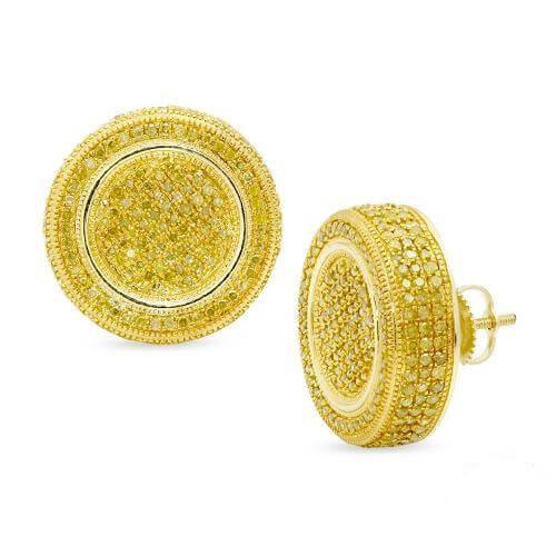 10KY 2.00CTW YELLOW DIAMOND FLAT BUTTON EARRINGS - Johnny Dang & Co