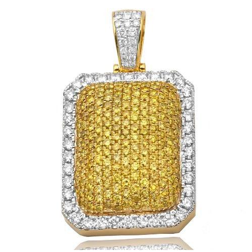10KY 6.00CTW YELLOW DIAMOND DOGTAG PILLOW PENDANT - Johnny Dang & Co