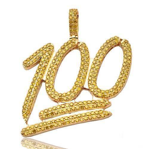 10KY 5.25CTW YELLOW DIAMOND "100" PENDANT - Johnny Dang & Co