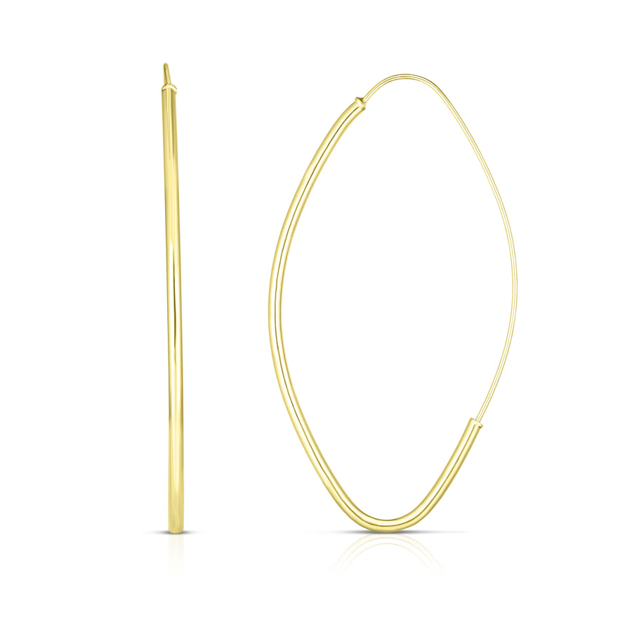 14K Gold Medium Polished Marquise Fashion Hoop Earring