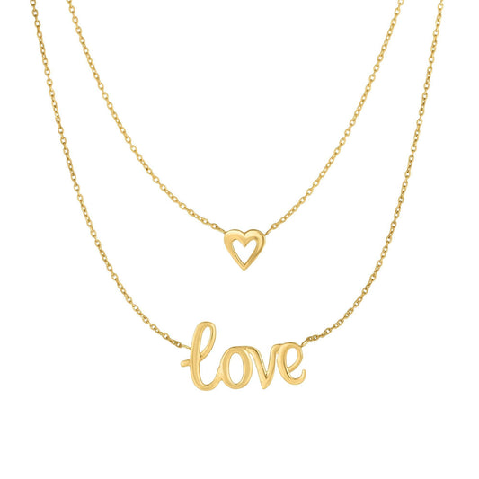 10K Gold Multi Layered Love" Necklace" - Johnny Dang & Co