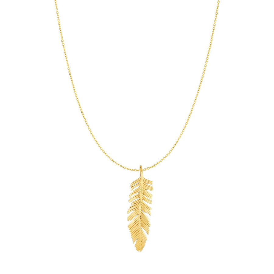 10K Gold Feather Necklace