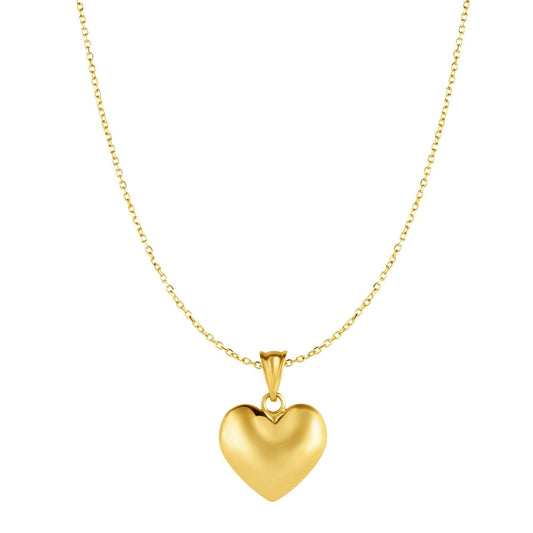 10K Gold Puffy Heart Necklace - Johnny Dang & Co
