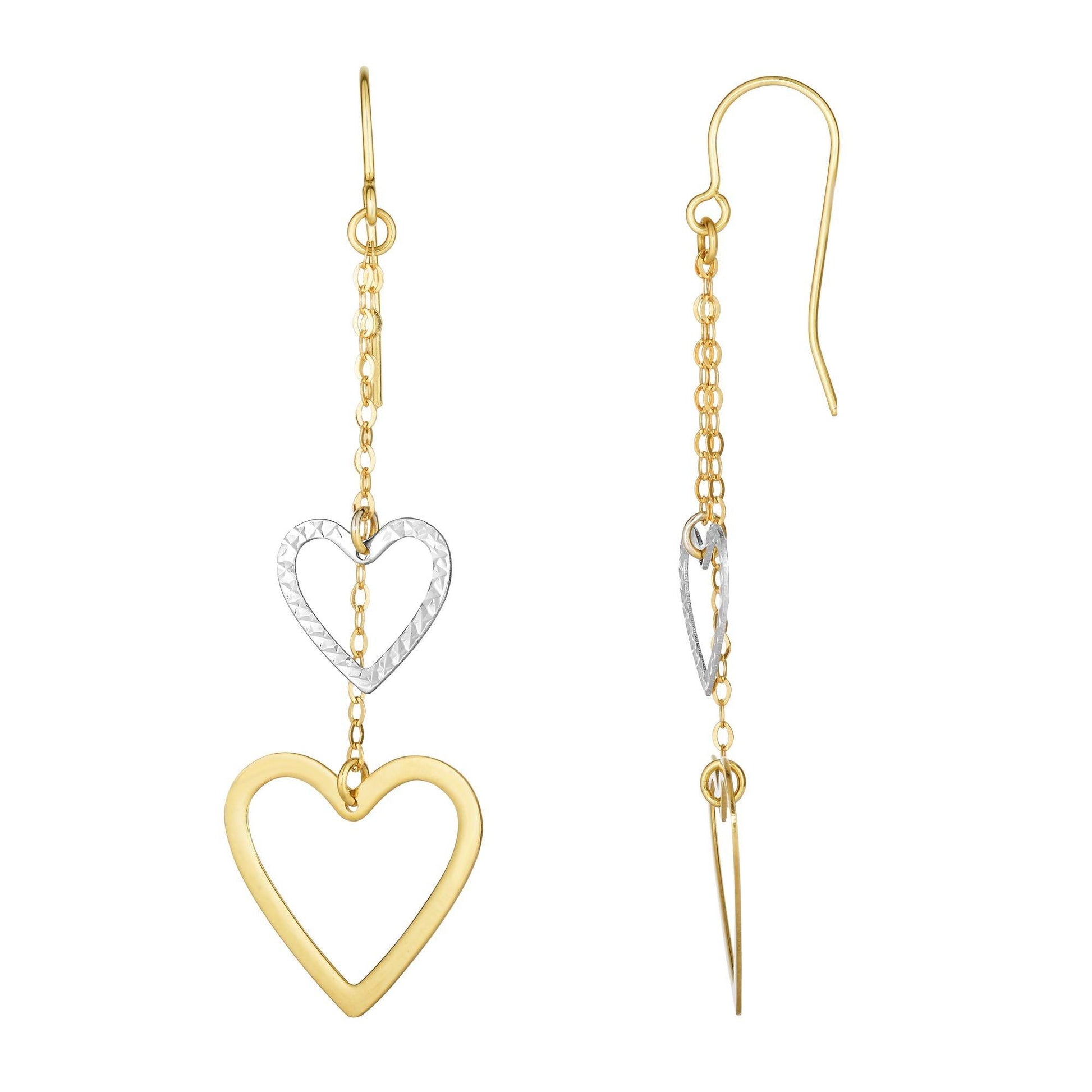 10K Gold Double Heart Drop Earring - Johnny Dang & Co