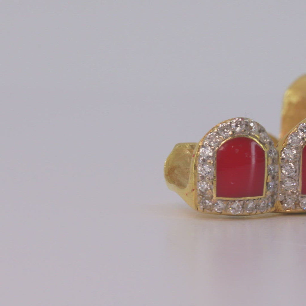 Red Enamel Diamond Grillz