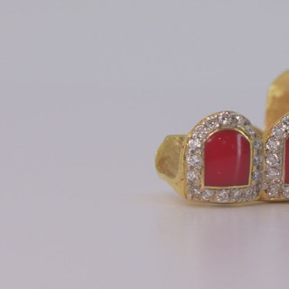 Red Enamel Diamond Grillz