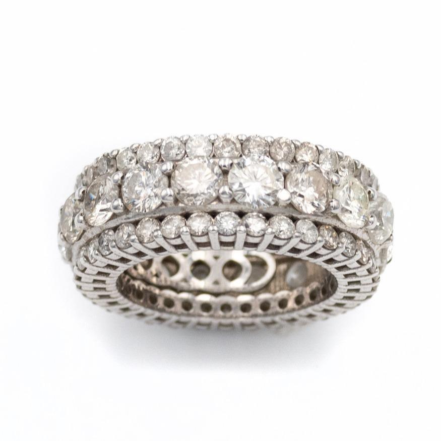 Triple Diamond Row White Gold Ring - Johnny Dang & Co