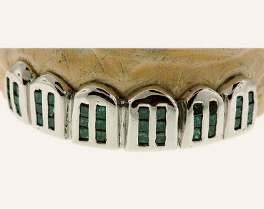 JDTK-C117B - Princess cut Diamond Vertical Channel set Grill - Johnny Dang & Co