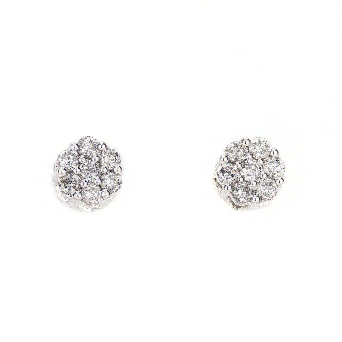 0.8 CTTW Diamond Cluster Earrings - Johnny Dang & Co
