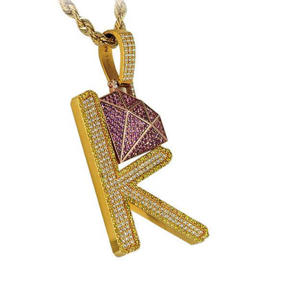 CJ3657 - Custom Diamond K Pendant - Johnny Dang & Co