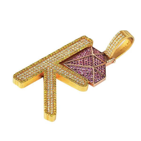CJ3657 - Custom Diamond K Pendant - Johnny Dang & Co