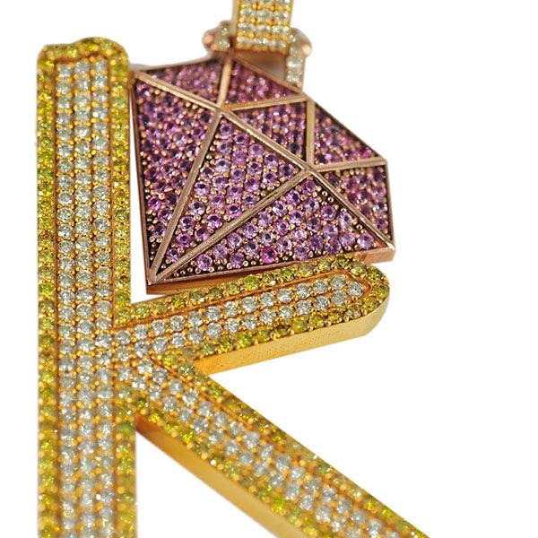 CJ3657 - Custom Diamond K Pendant - Johnny Dang & Co