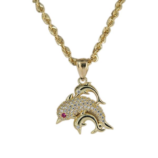 CZ Dolphin Family Pendant - Johnny Dang & Co