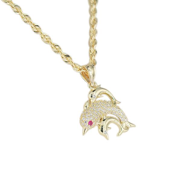 CZ Dolphin Family Pendant - Johnny Dang & Co