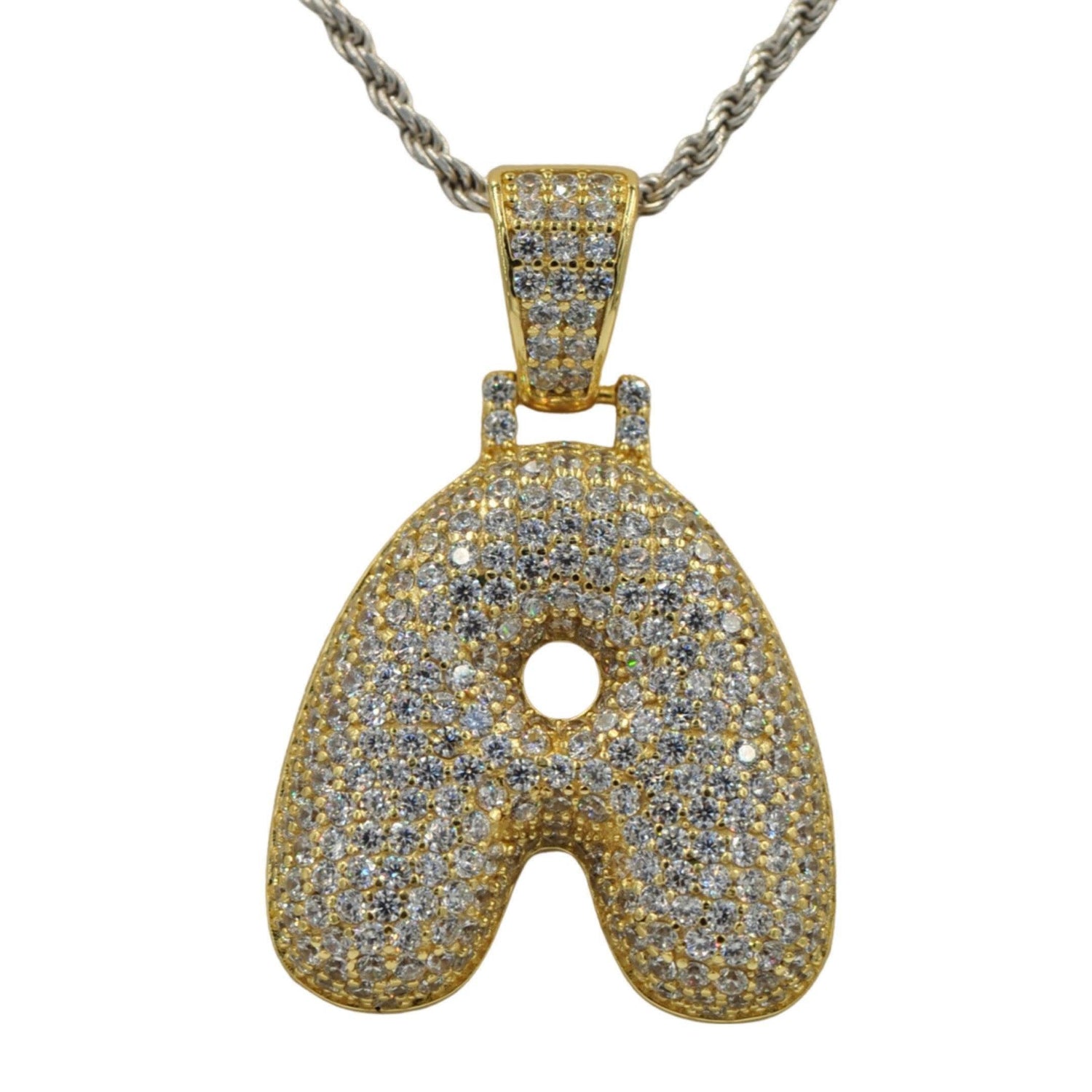TVJA- Sterling Silver CZ Letter A Pendant - Johnny Dang & Co