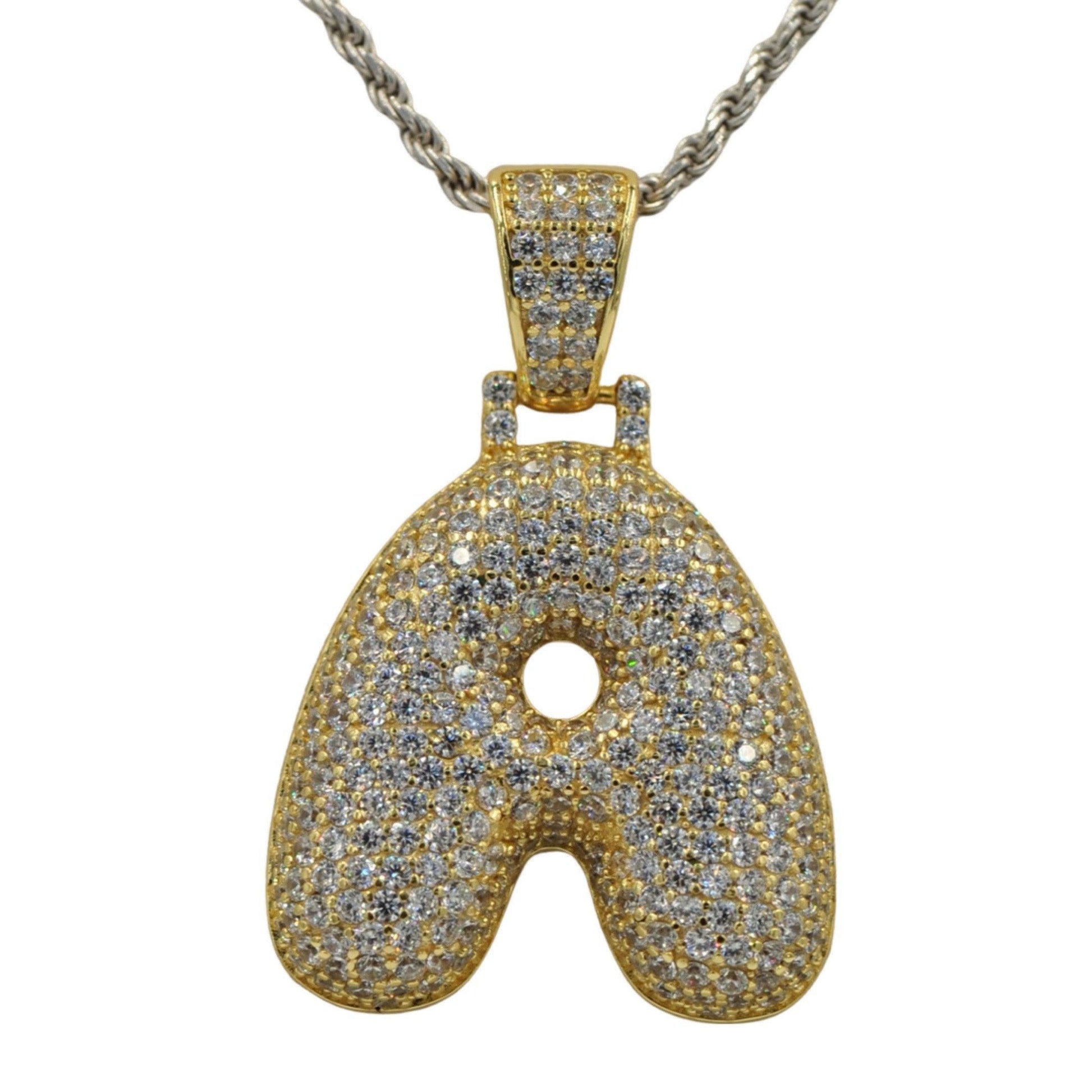 TVJA- Sterling Silver CZ Letter A Pendant - Johnny Dang & Co