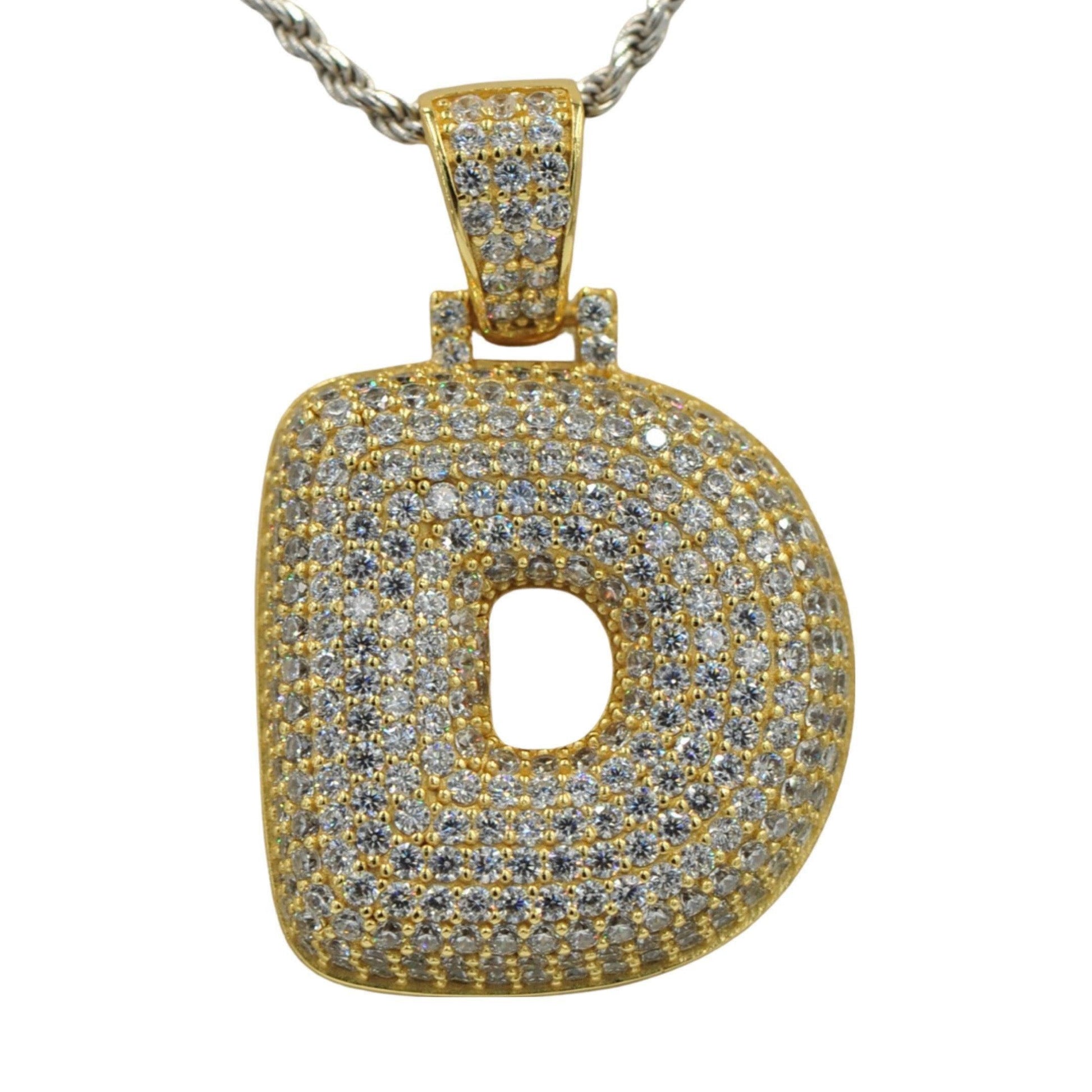 TVJD- Sterling Silver CZ Letter D Pendant - Johnny Dang & Co