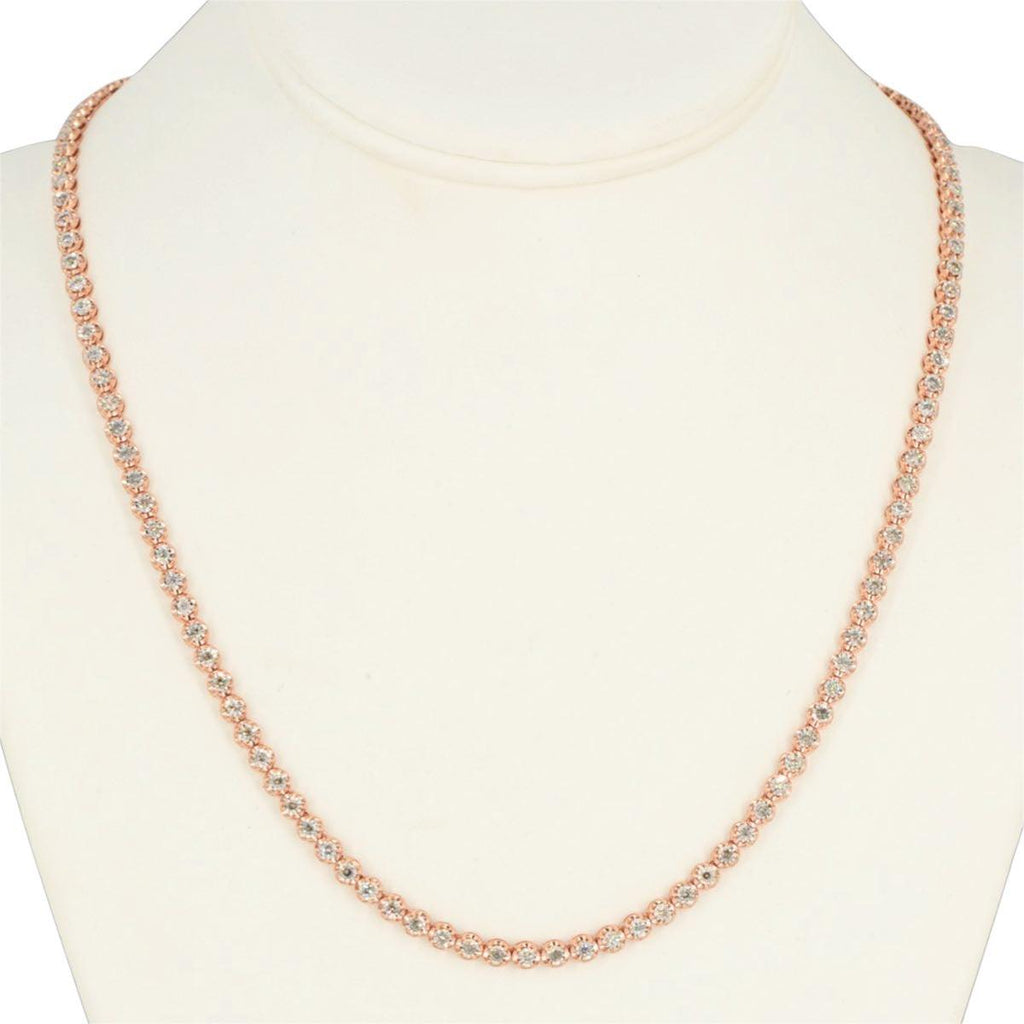 10k Rose Gold '7 pointer Illusion Setting Diamond Tennis Chain' 2.97cttw 20 inches - Johnny Dang & Co