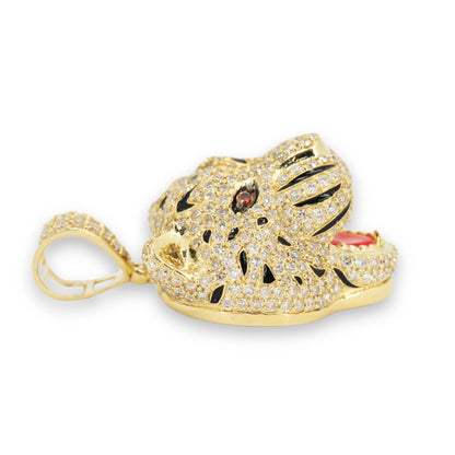 3D Tiger Head with Red Enamel Tongue and Colored Eyes - Johnny Dang & Co