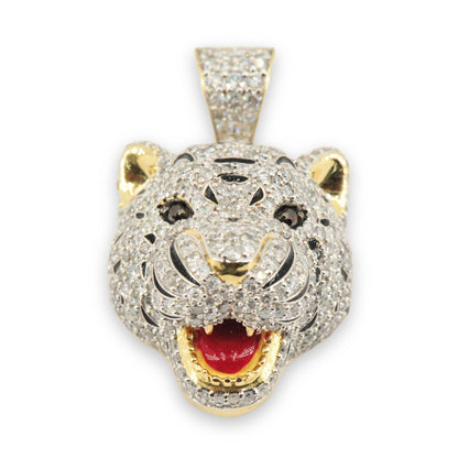 3D Tiger Head with Red Enamel Tongue and Colored Eyes - Johnny Dang & Co