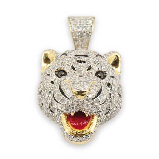 3D Tiger Head with Red Enamel Tongue and Colored Eyes - Johnny Dang & Co