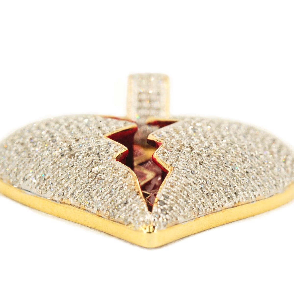 10KY 1.40CTW DIAMOND BROKEN HEART PENDANT - HOLLOW - Johnny Dang & Co