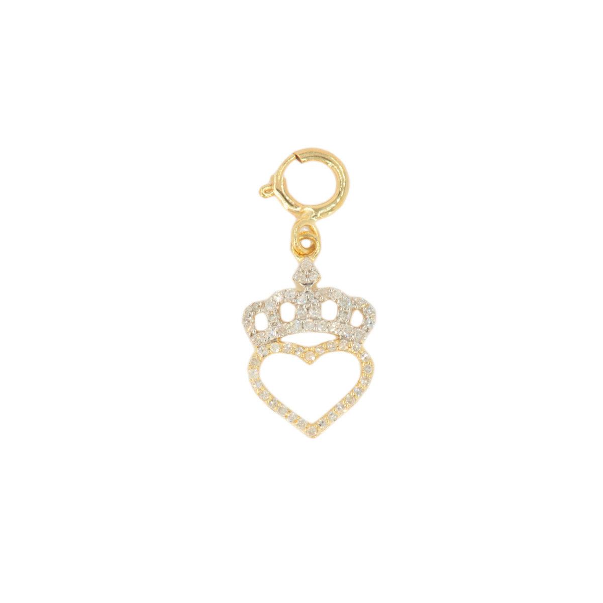 10k Yellow Gold and Diamond 'Heart With Crown' Charm - 10067 - Johnny Dang & Co