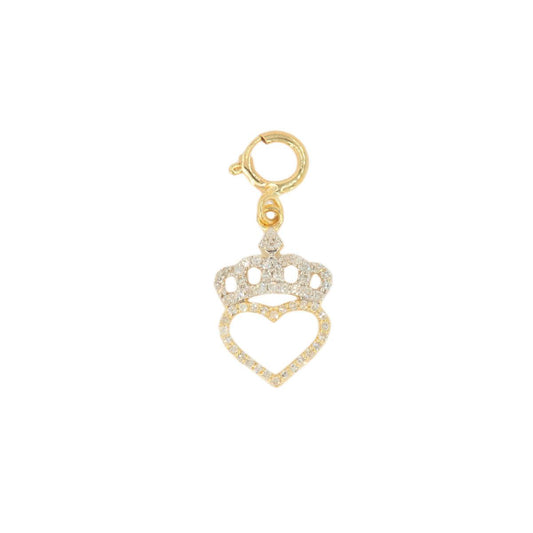 10k Yellow Gold and Diamond 'Heart With Crown' Charm - 10067 - Johnny Dang & Co