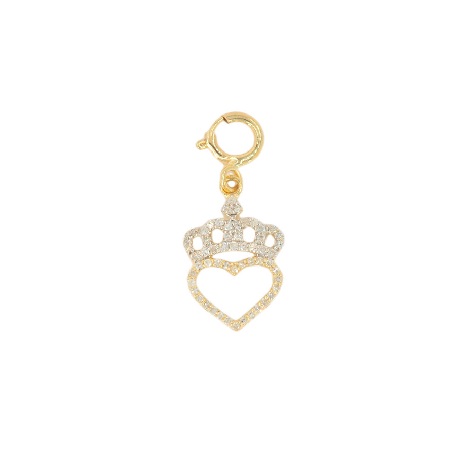 10k Yellow Gold and Diamond 'Heart With Crown' Charm - 10067
