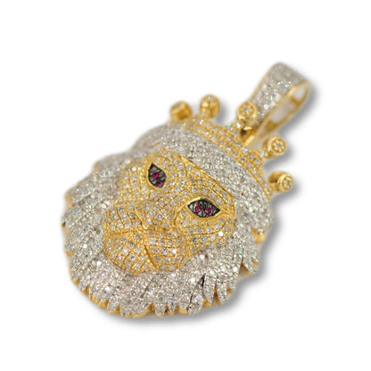 10K Yellow Gold Diamond Majestic Lion Pendant 1.14ctw - Large - Johnny Dang & Co