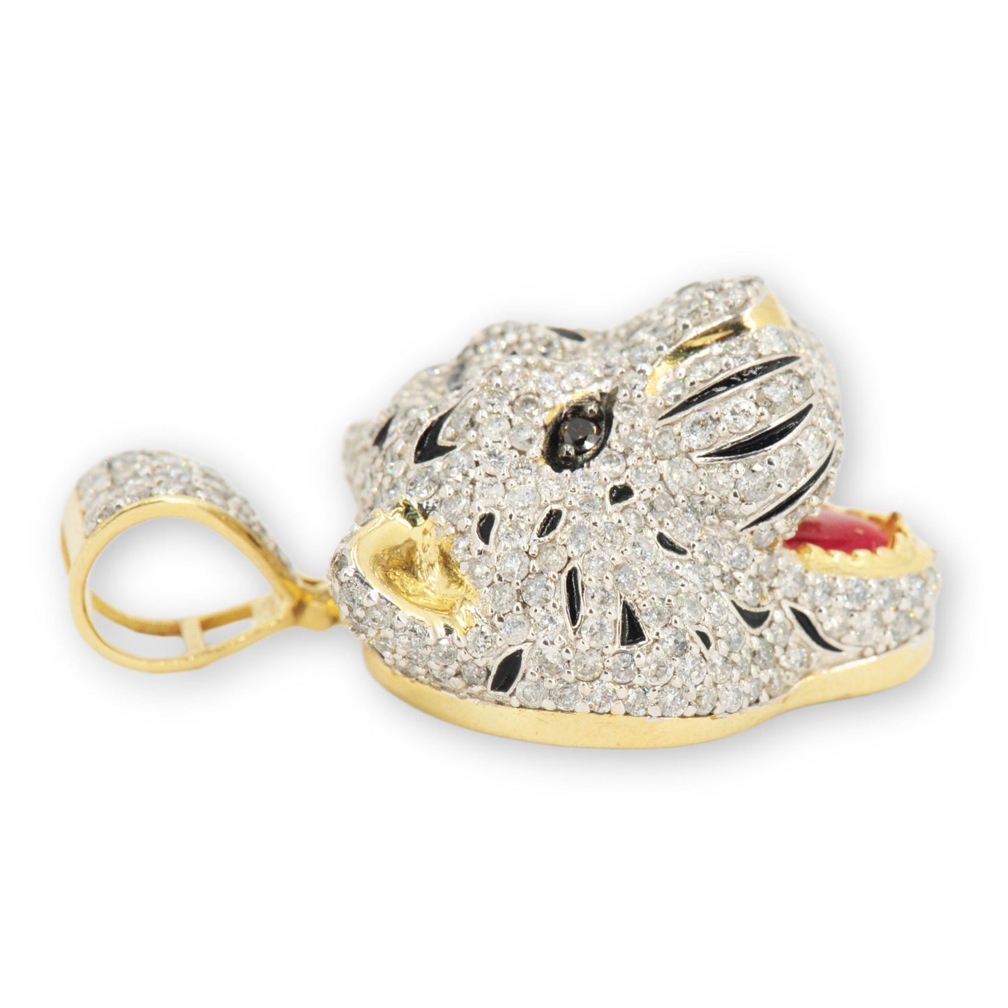 3D Tiger Head with Red Enamel Tongue and Colored Eyes - Johnny Dang & Co