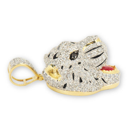 3D Tiger Head with Red Enamel Tongue and Colored Eyes - Johnny Dang & Co