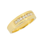 CUSTOM 9 DIAMOND EMERALD AND ROUND GOLD RING BAND - Johnny Dang & Co