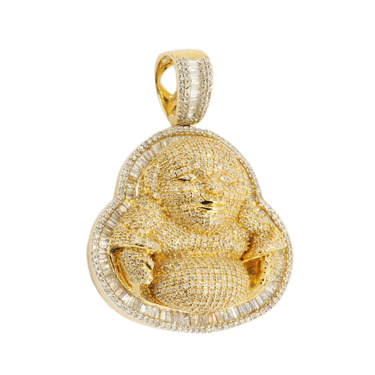 10k Gold 3.85ctw Baguette and Round Diamond Buddha - Johnny Dang & Co